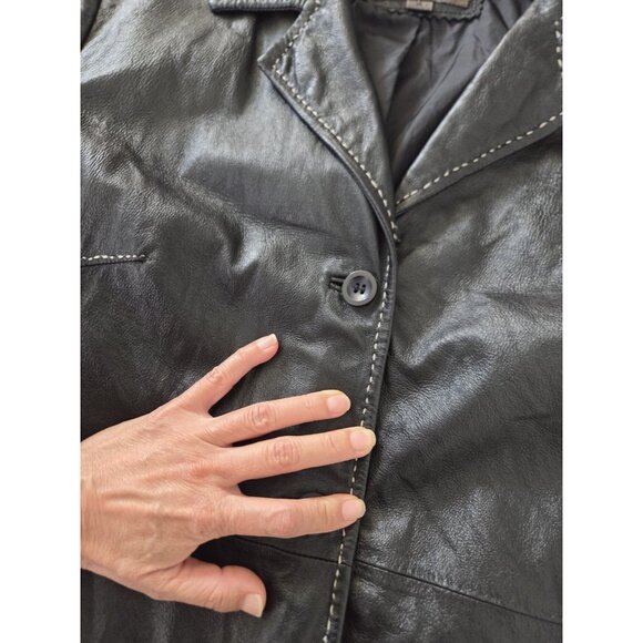 BT Limited Brown leather jacket With Stitches.Washed And Pressed. Size Medium - Picture 6 of 8